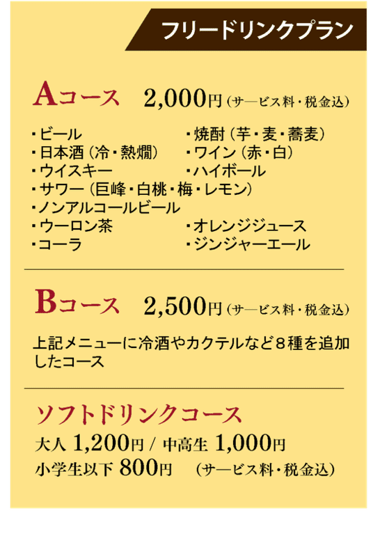 フリードリンクプラン